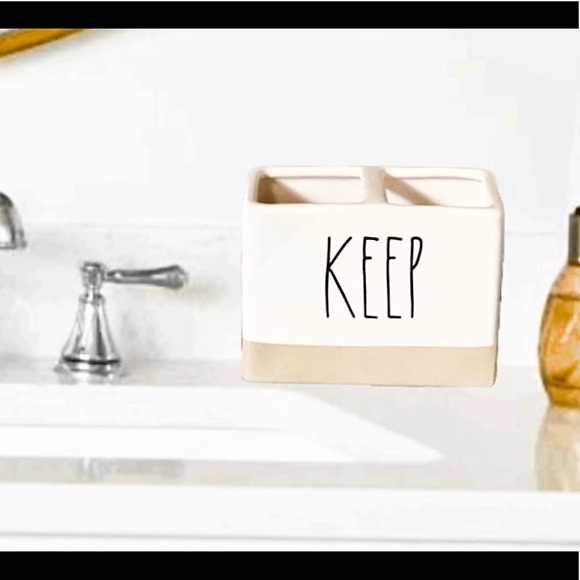 RAE DUNN KEEP Clay bottom bathroom organizer NEW - Picture 2 of 10